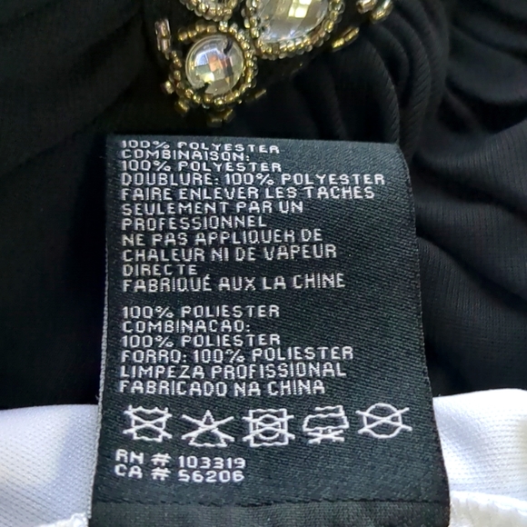 BLONDIE Luxury Designer Black and White Beaded Gown Open Back Dress Size 13 - Picture 17 of 17